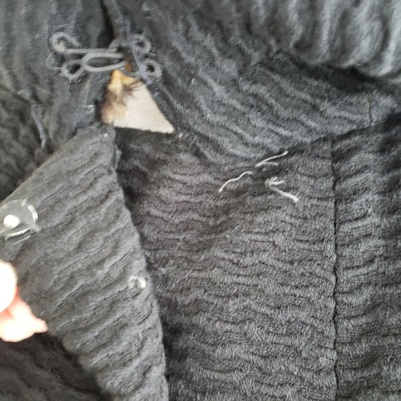 Vintage Union Made 50s/60s Black Silk Lined Wool Coat Faux Leopard collar / cuff - Picture 6 of 13